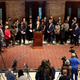 South Carolina Gov. Henry McMaster, center, speaks at a news conference to celebrate the likelihood of a bill banning almost all abortions passing and getting to his desk after a news conference on Wednesday.